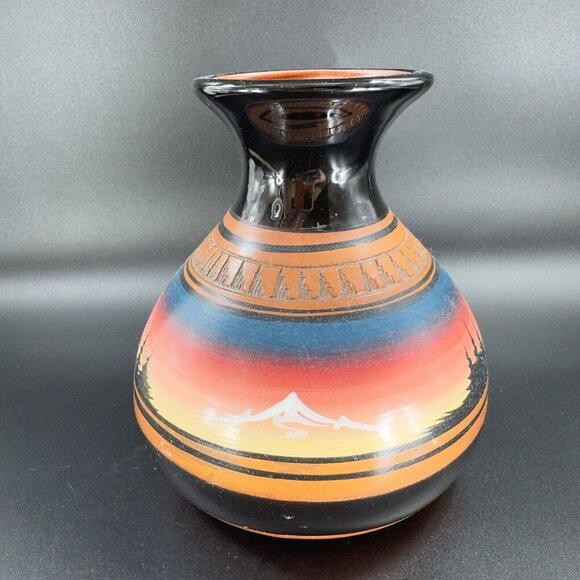 Vintage Native American Hand Made Pottery Vase Vessel Signed Dino RedWare Vase - Picture 13 of 15